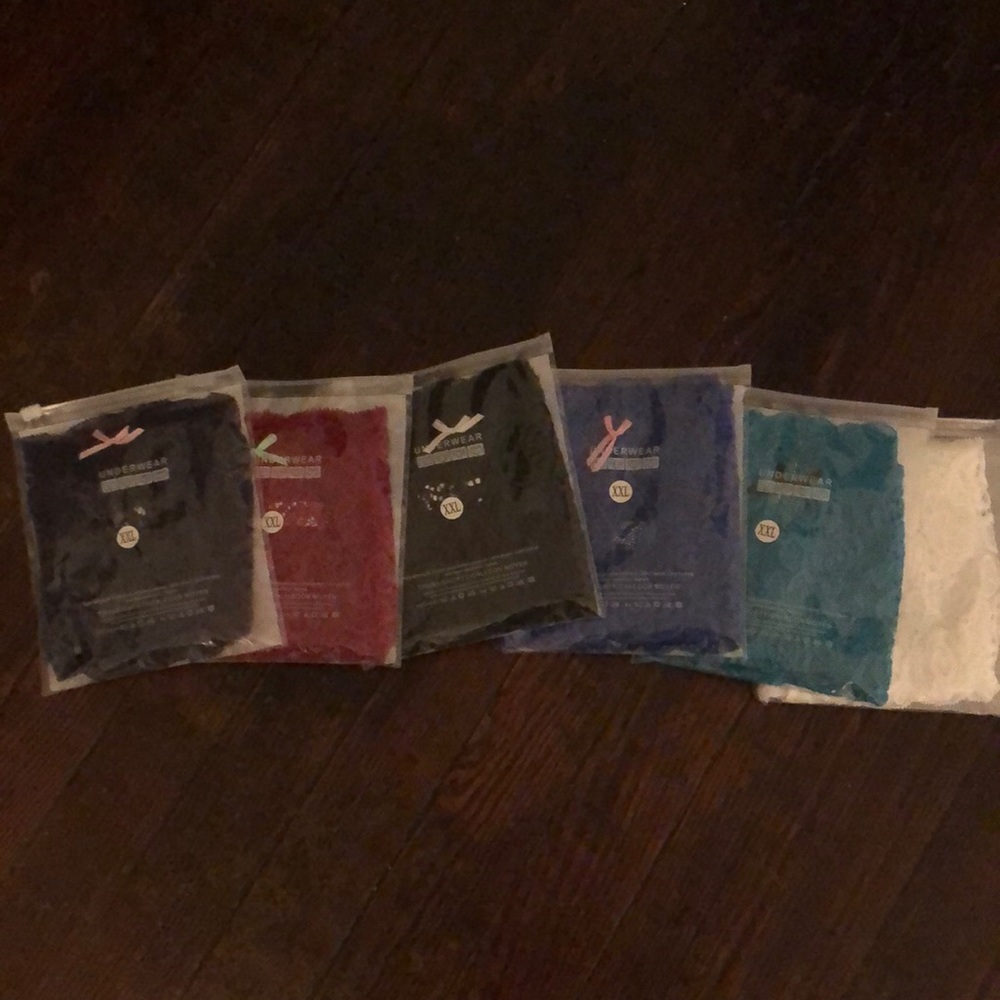 Six-pack individually wrapped, never opened hipster lace underwear